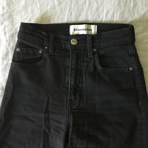 reformation stretch flood jeans